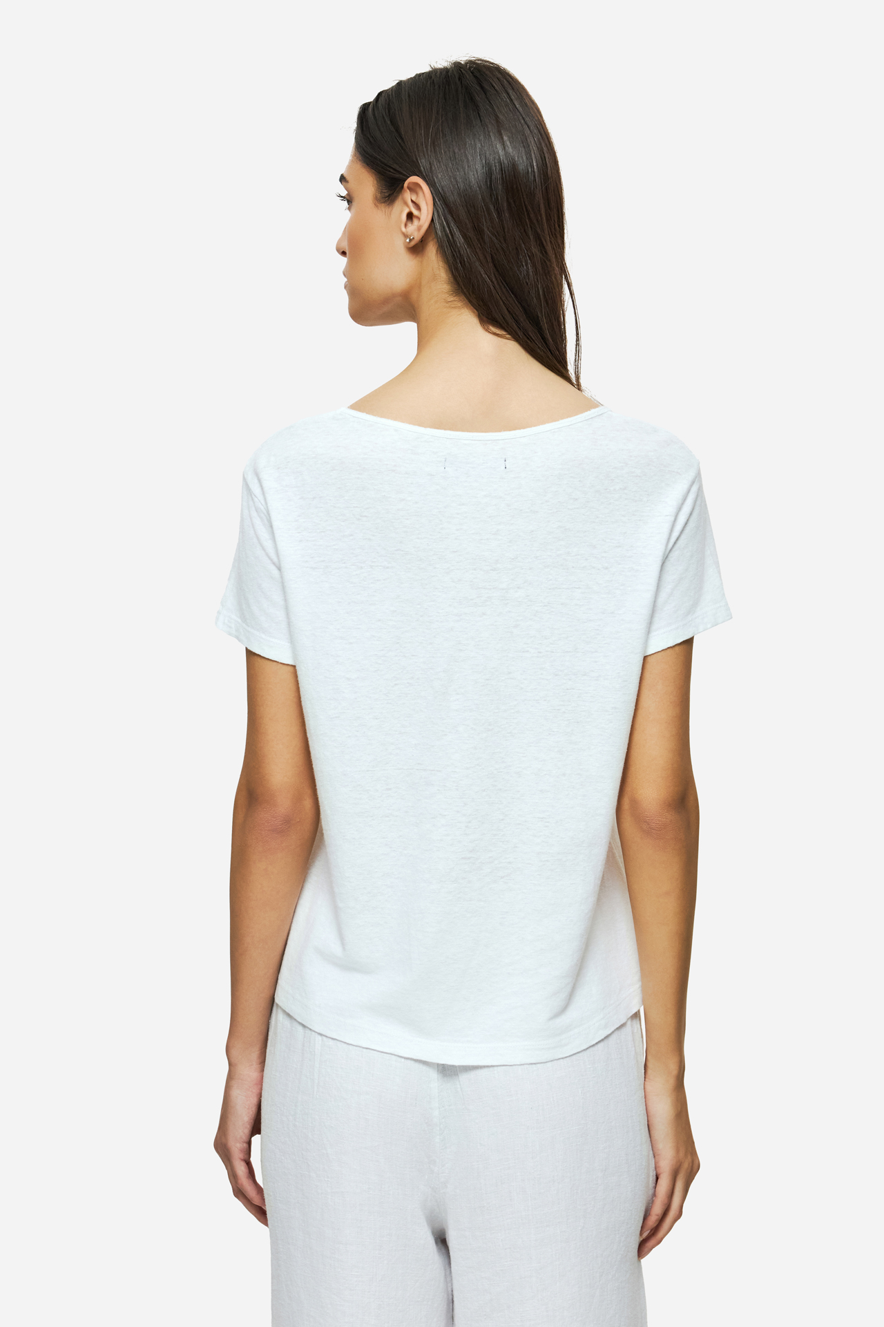 V-NECK LINEN BLEND T-SHIRT