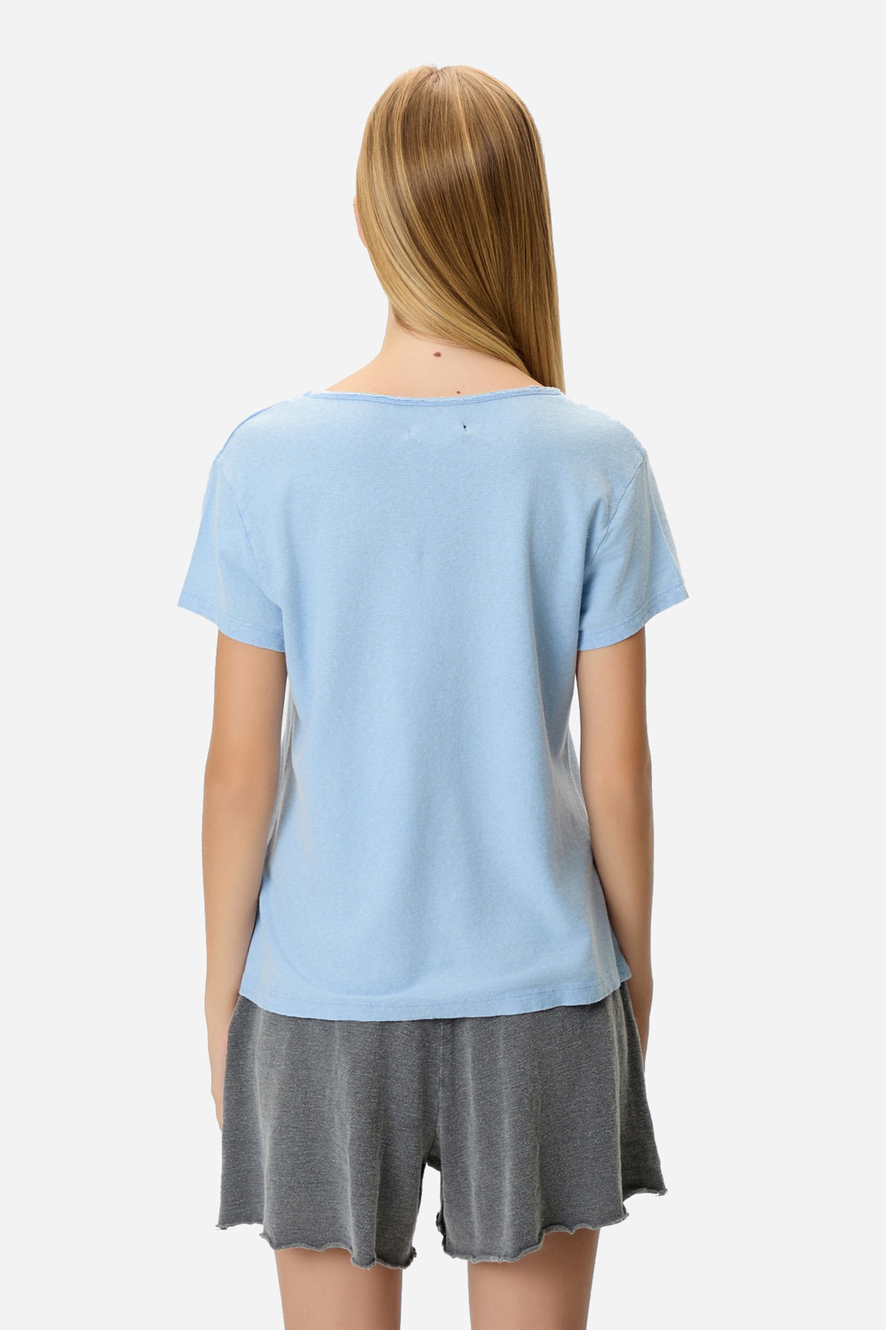 V-NECK LINEN BLEND T-SHIRT