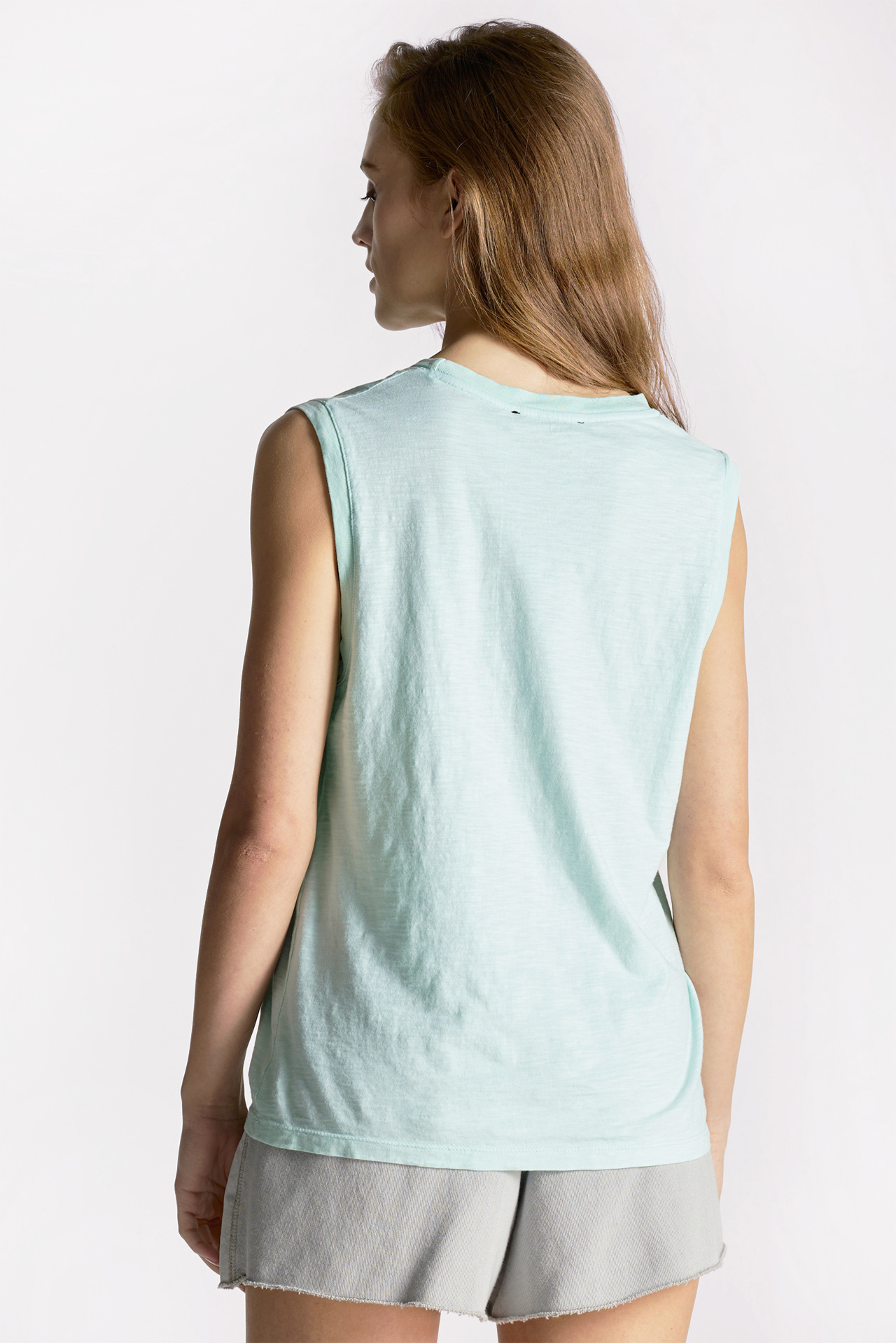 Long Sleeveless Slub Top