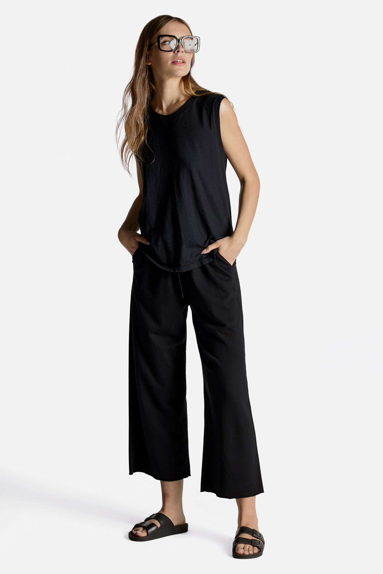 Long Sleeveless Slub Top