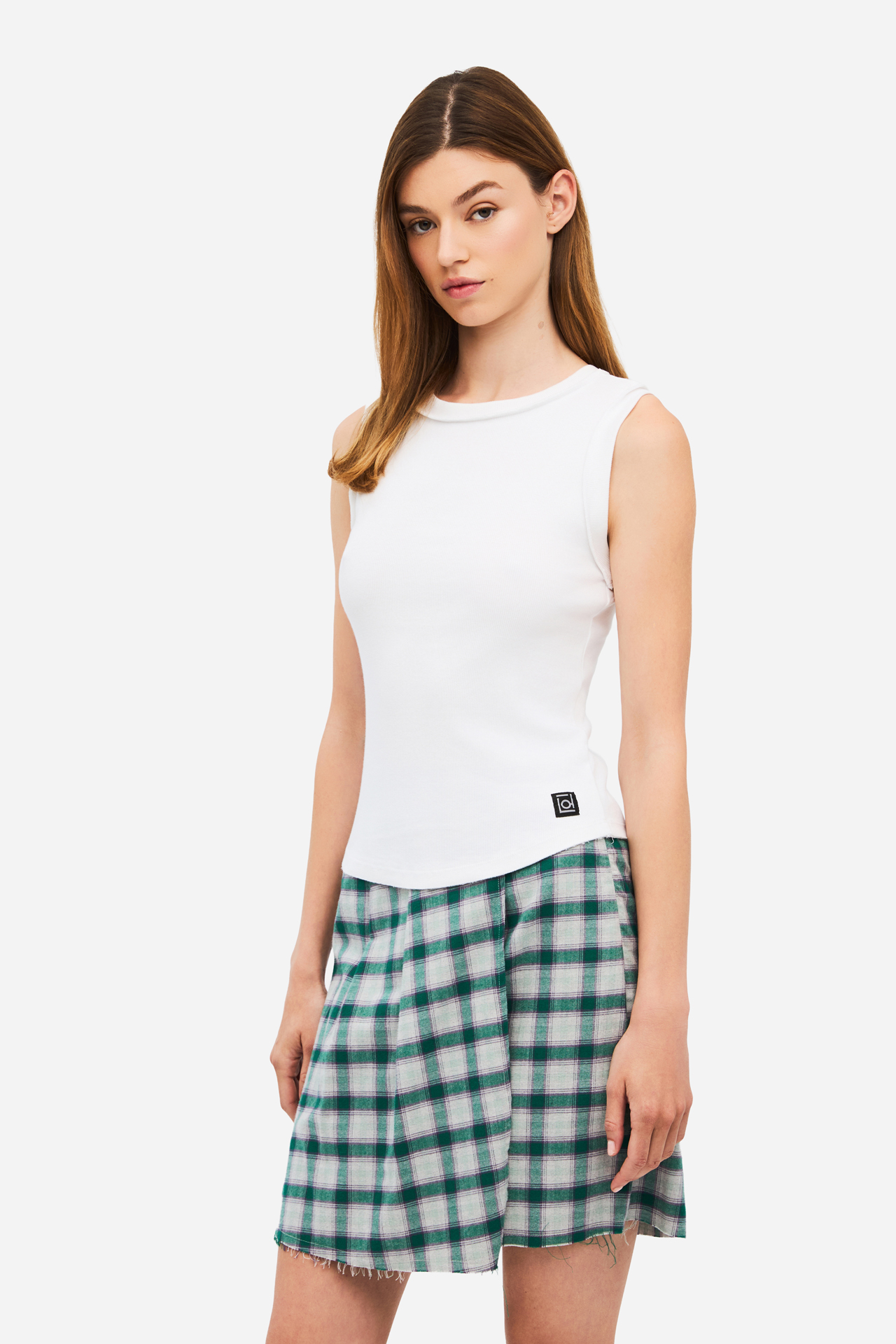 CURVED HEM RIB TANK TOP