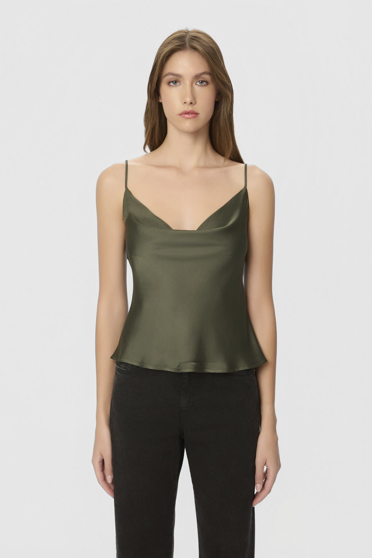 DRAPED SATIN TOP