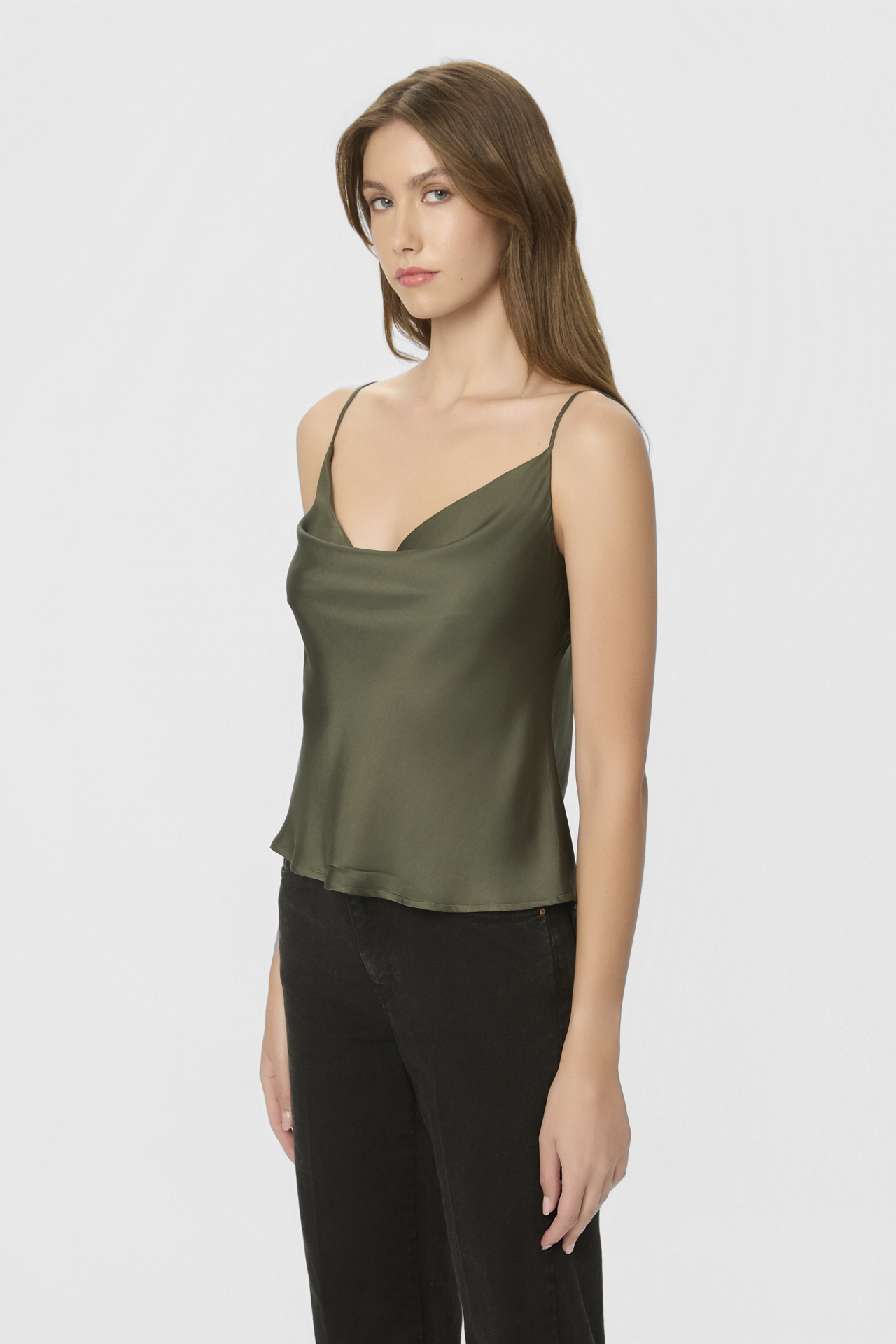 DRAPED SATIN TOP