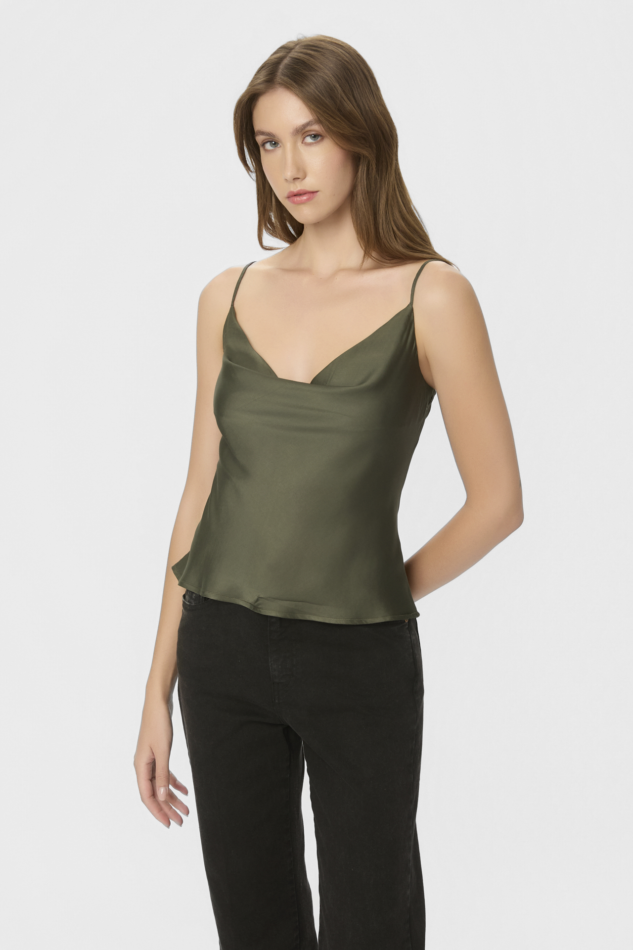 DRAPED SATIN TOP