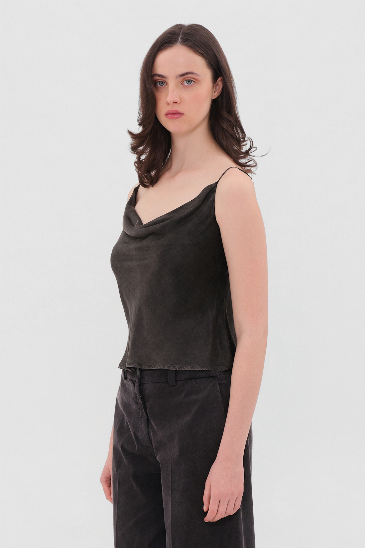 DRAPED SATIN TOP