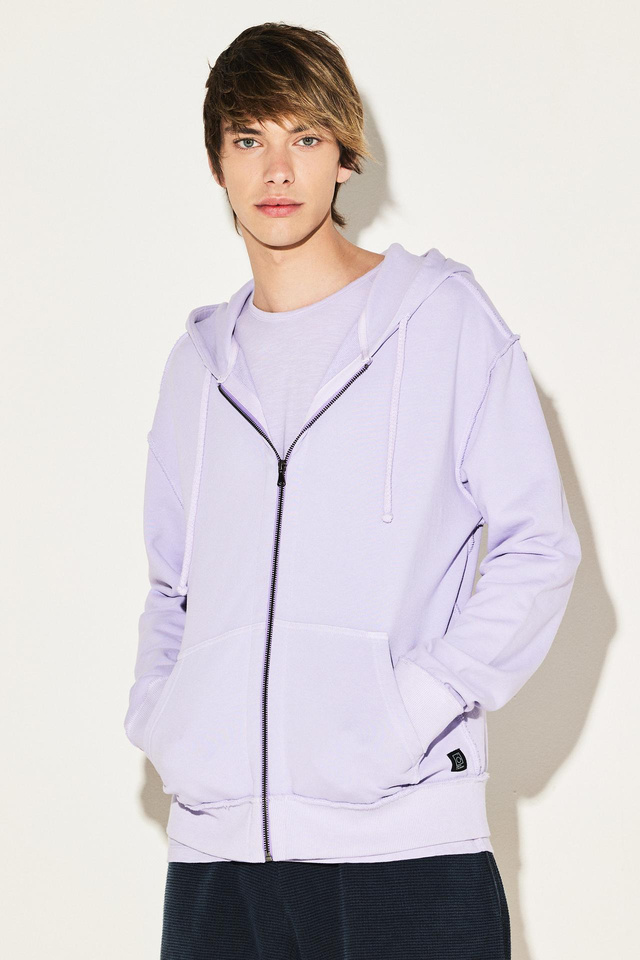 Drop Shoulder Reversed Seams Zipped Hoodie