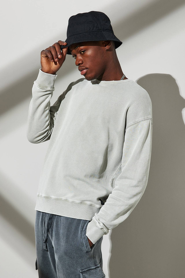 Acid Loose Knit Drop Shoulder Crewneck