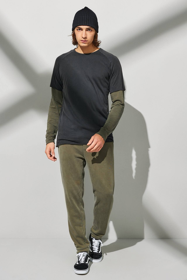 Mixed Fabric Sweatpants