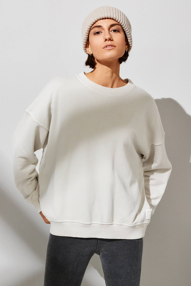 Loose Knit Rib Detail Boxy Crewneck