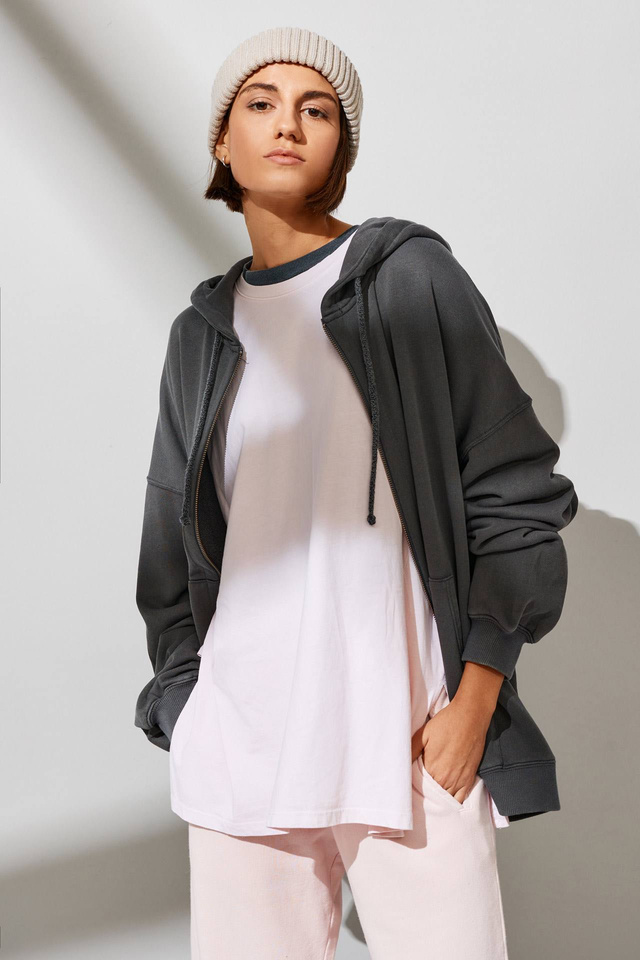 Loose Knit Drop Shoulder Full Zip