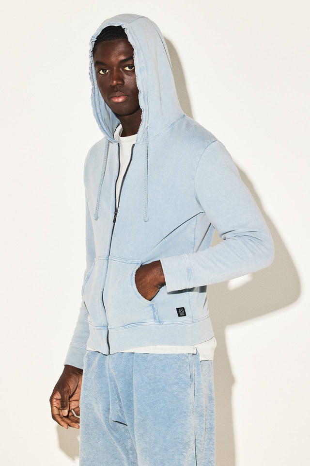 Raw-Edge Oversized Zipper Sweatshirt