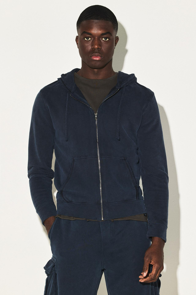 Raw-Edge Oversized Zipper Sweatshirt