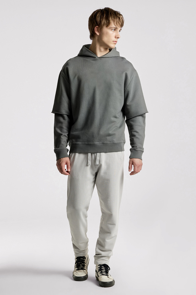 Modal Mix Layered Sleeve Hoodie