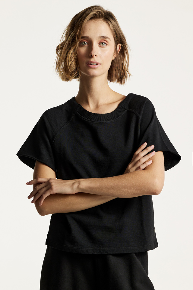 Viscose Mix Neckline Detail T-Shirt