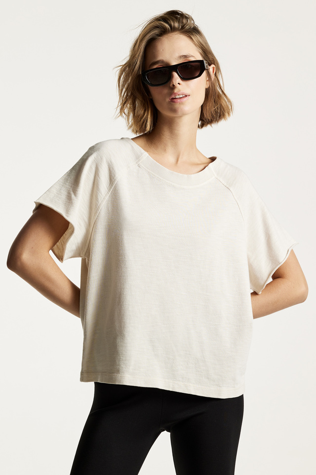 Viscose Mix Neckline Detail T-Shirt