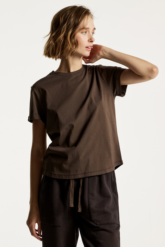 Cotton Rolled Sleeves T-Shirt