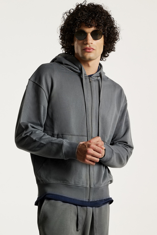 Relaxed Fit Cotton Full Zip Hoodie