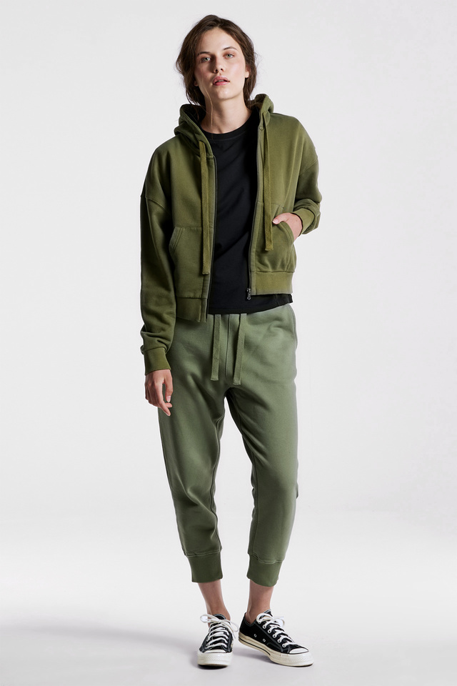 Modal Mix Cropped Full Zip Hoodie