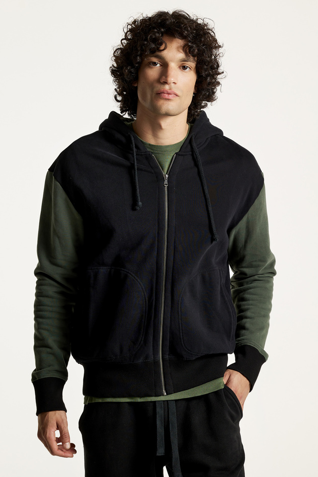 Regular Fit Cotton Contrasting Colors Full Zip Hoodie