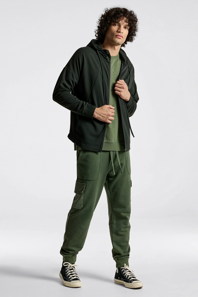 Regular Fit Divided Full Zip Hoodie