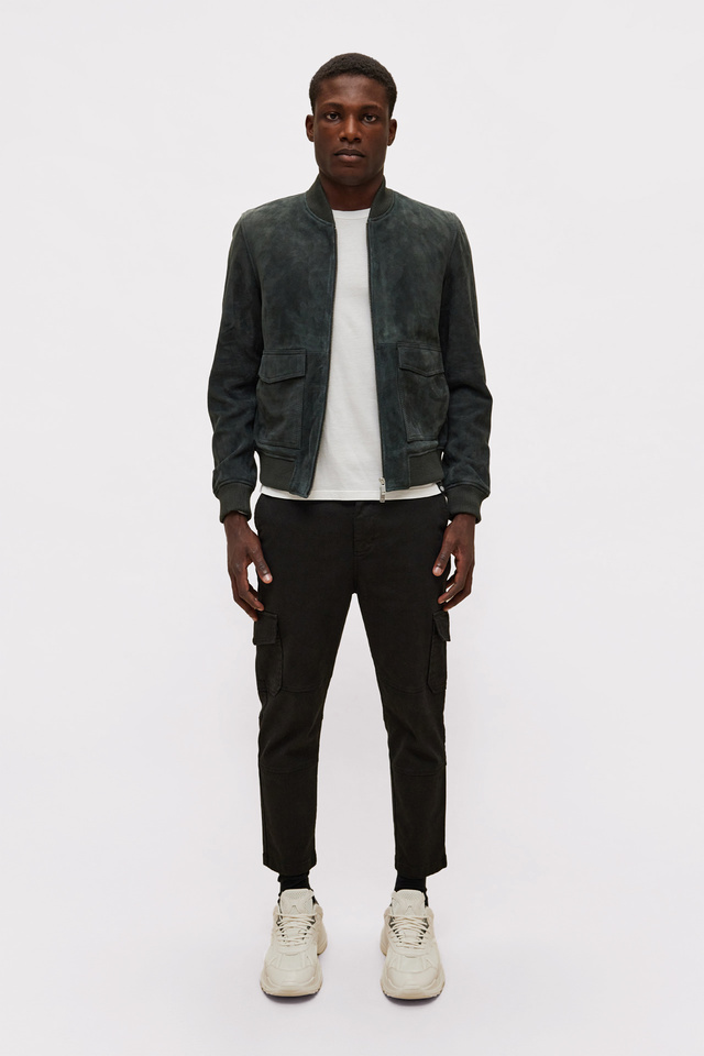 Men Dirty Laundry Bomber Suede Jacket Grey