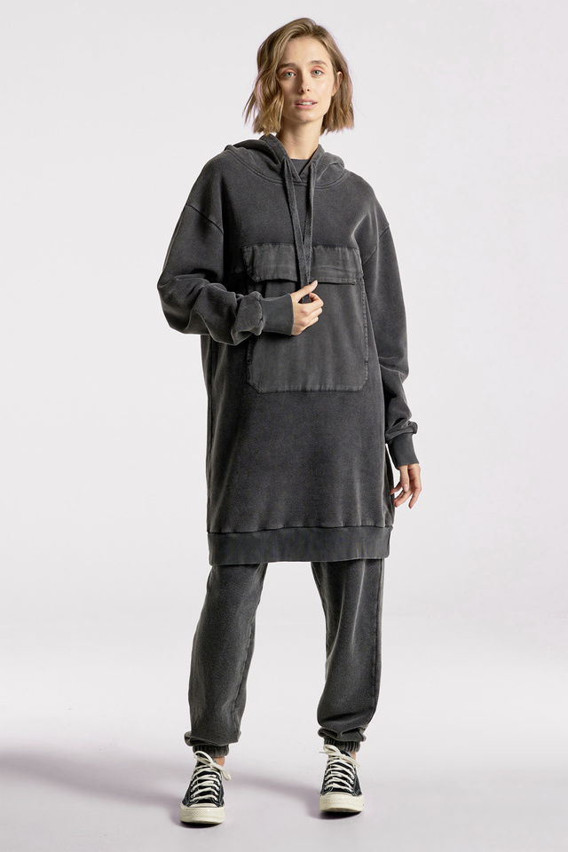 Oversized Mixed Fabric Hoodie