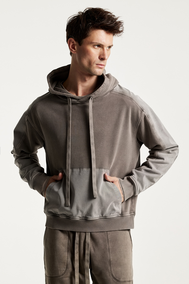 Mixed Fabric Cotton Hoodie