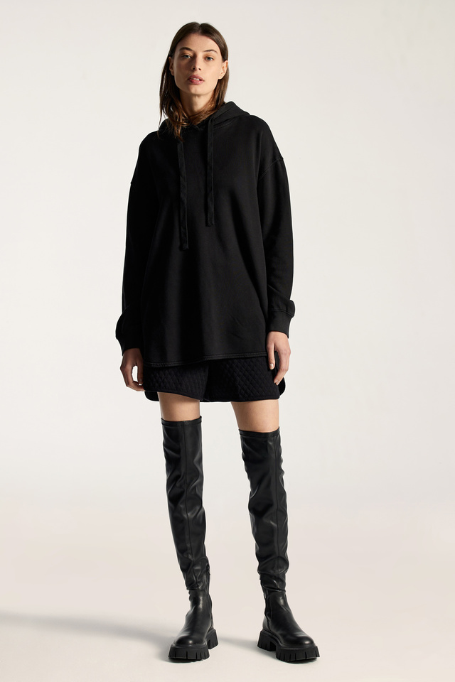 Oversized Fit Modal Mix Long Hoodie