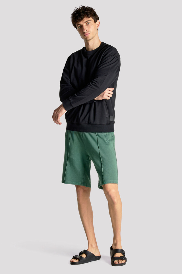 Crewneck Sweatshirt with Rib Details