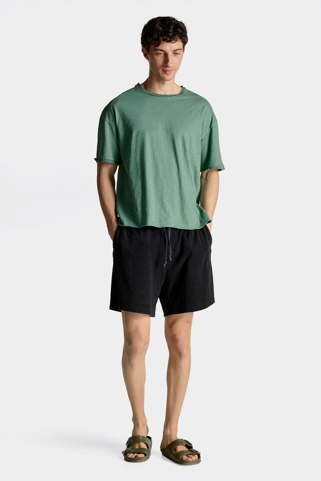 Terry Towel Contrast Waist Bermuda