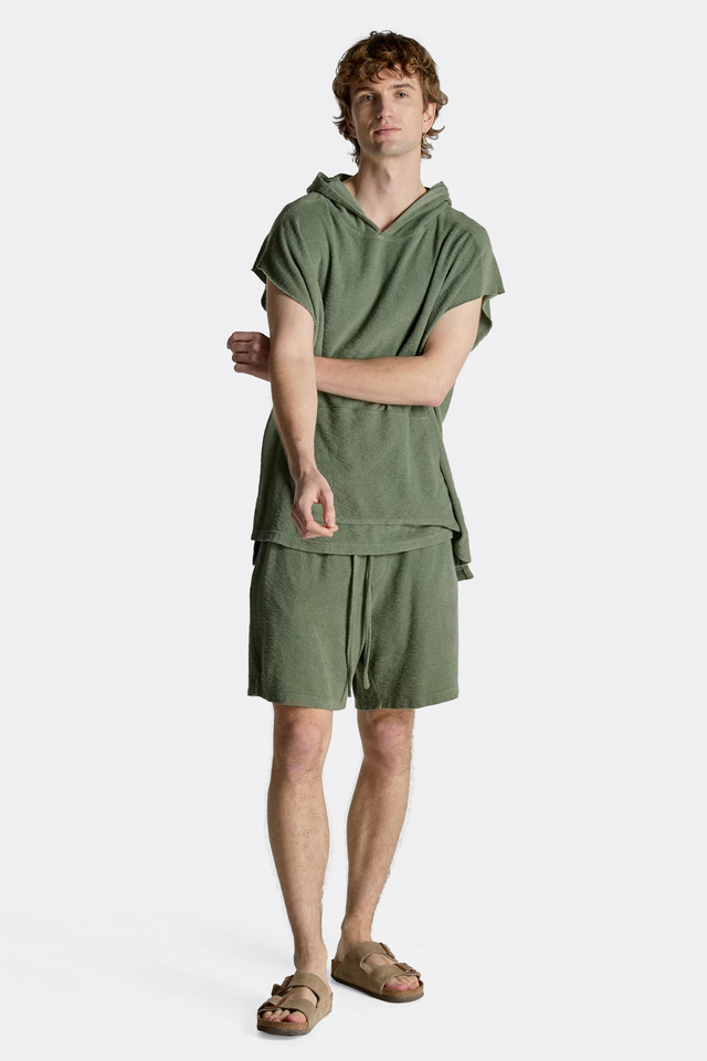 Towel Cloth Bermuda with Elastic Waist