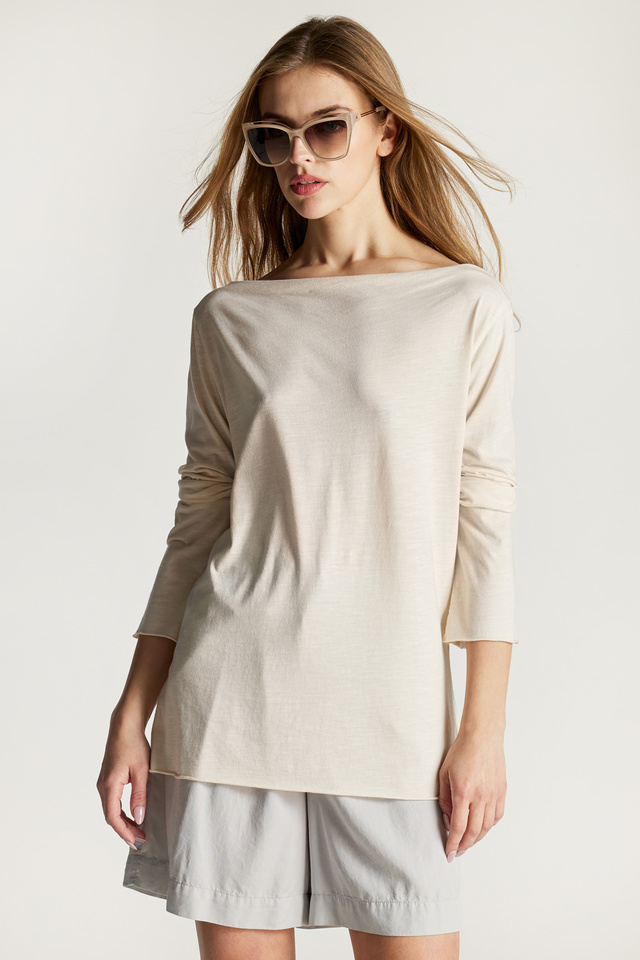 Longsleeve T-Shirt with Cowl Neckline