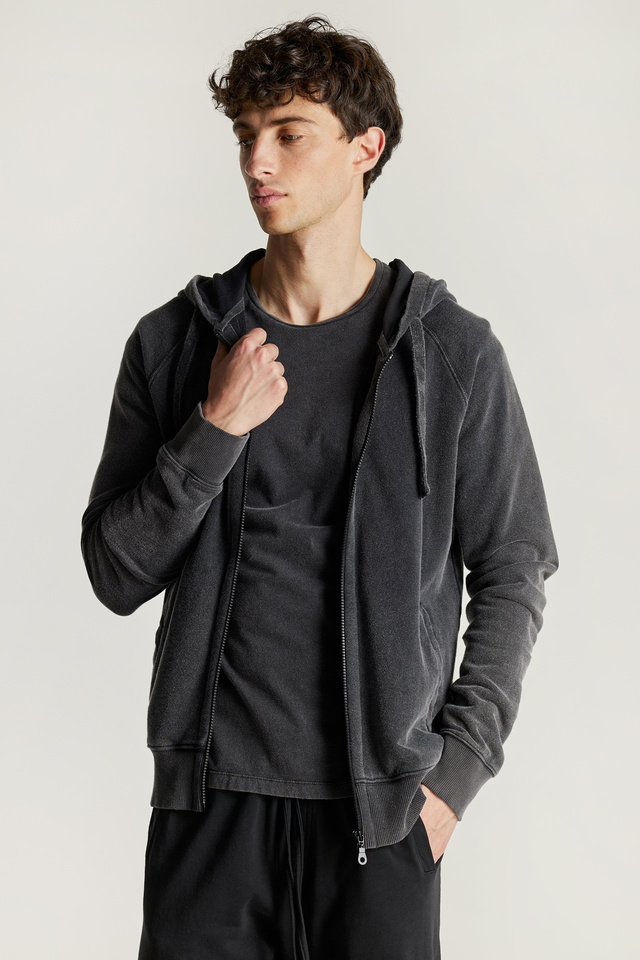 Hooded Cardigan With Raglan Sleeves