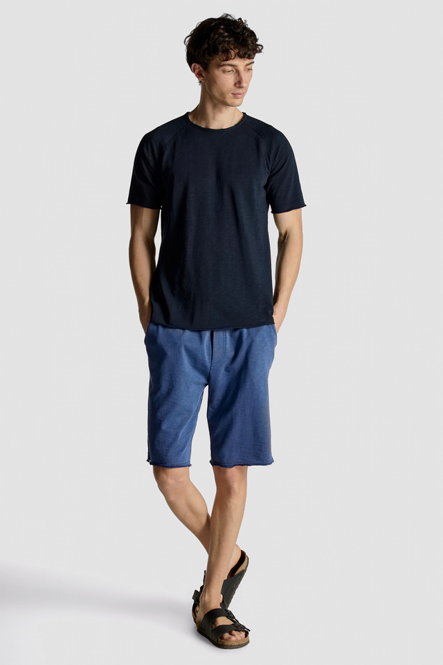 Classic Side Slits Slub Bermuda