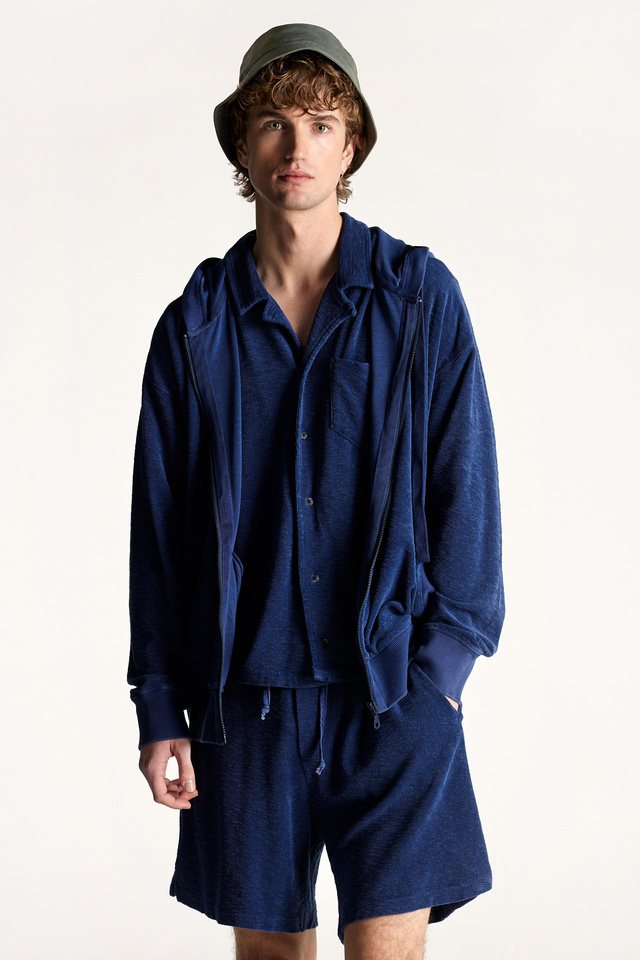 Terry Towel Hooded Cardigan