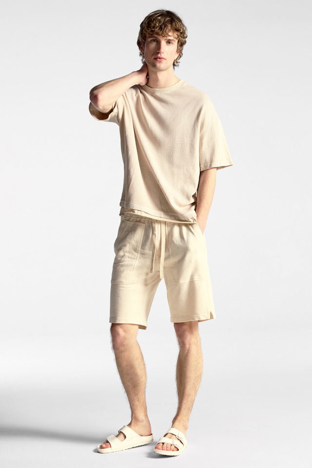 Short-sleeve T-shirt in Loose Fit Made of Combined Fabrics