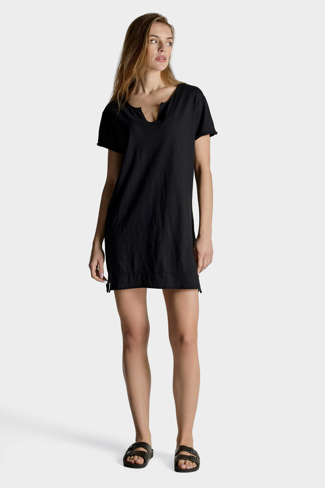 Cotton dress with side slits