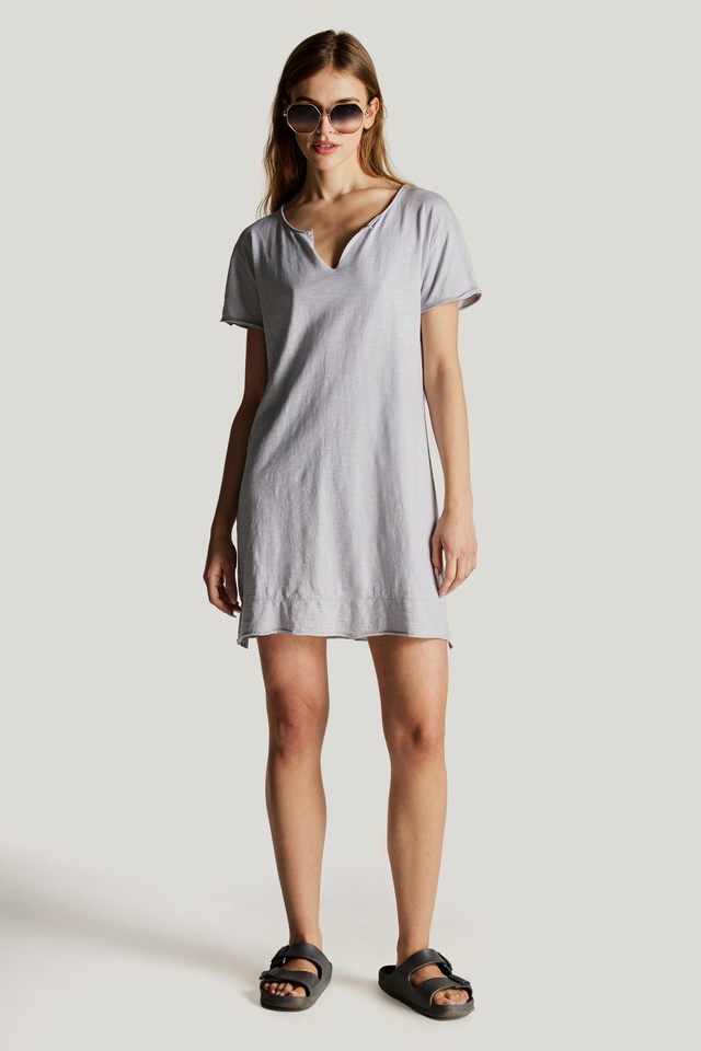 Cotton dress with side slits