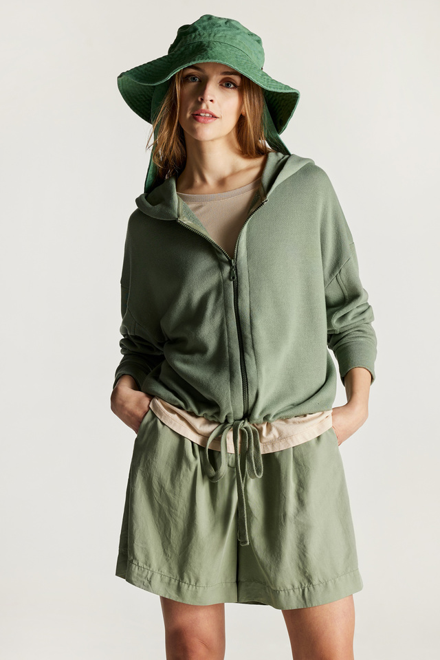 Hooded Cardigan with Drawstring Detail