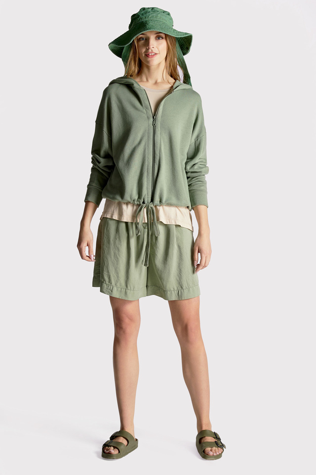 Hooded Cardigan with Drawstring Detail