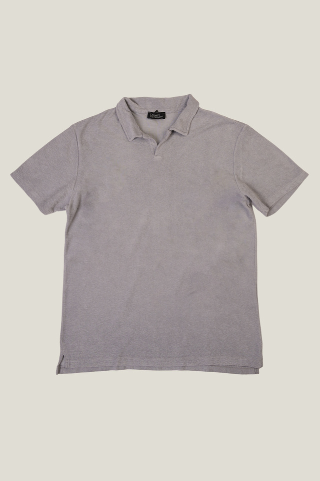 Short-sleeve Terrycloth T-shirt with Polo Collar