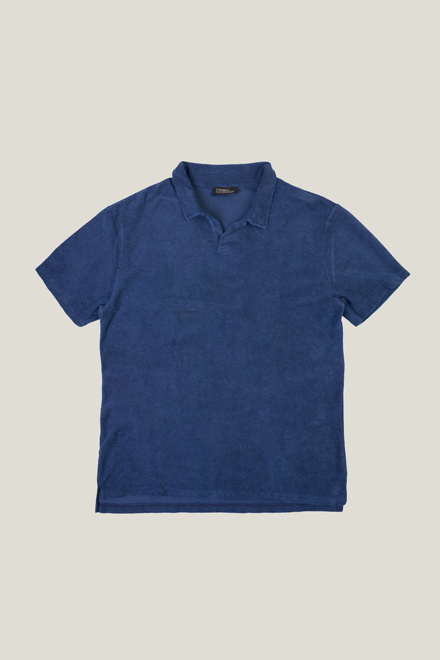 Short-sleeve Terrycloth T-shirt with Polo Collar