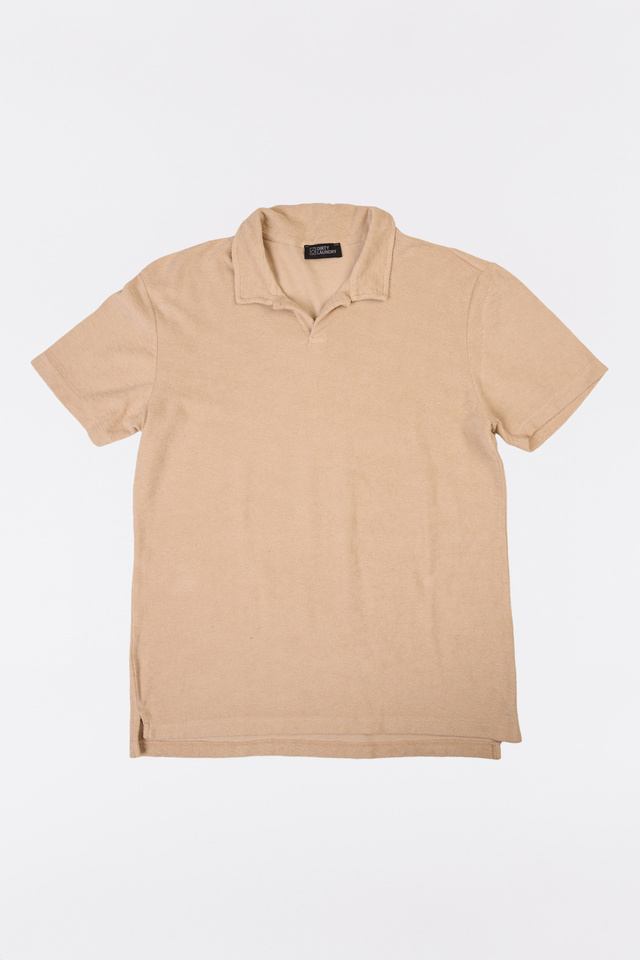 Short-sleeve Terrycloth T-shirt with Polo Collar