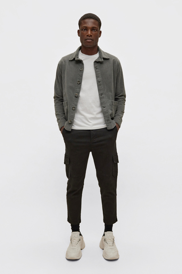 Corduroy Overshirt with Cut Neckline