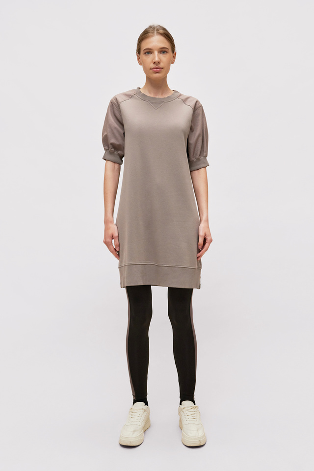 Contrast Crewneck Dress