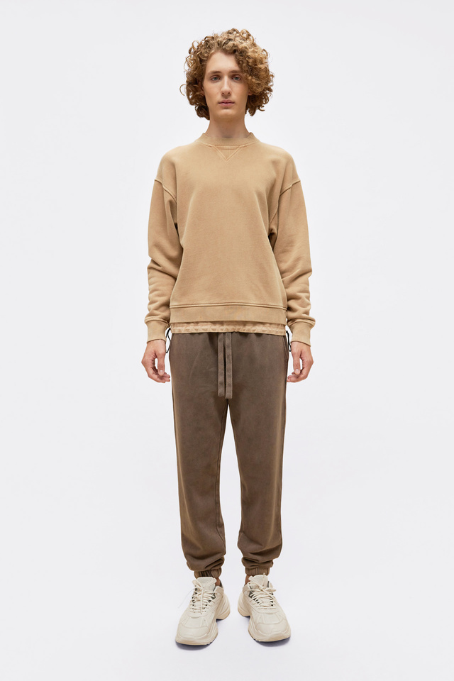 Mixed Fabric Crewneck