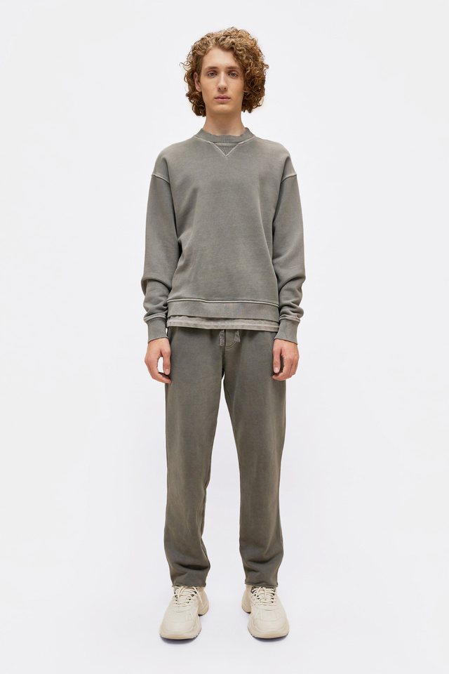 Mixed Fabric Crewneck