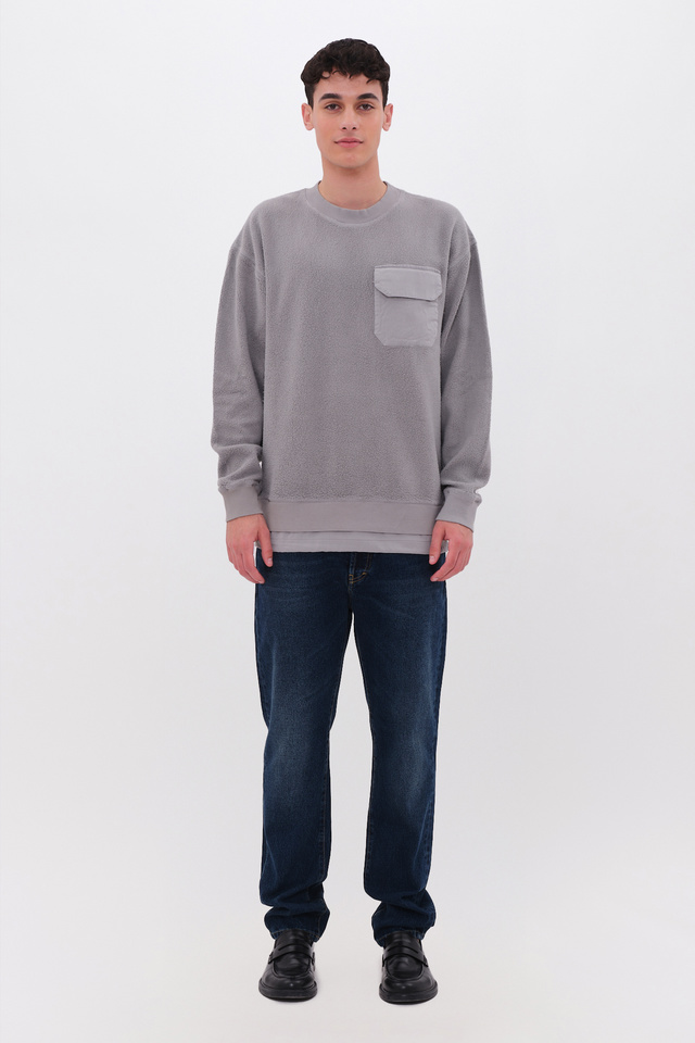 Teddy Mixed Fabric Sweatshirt
