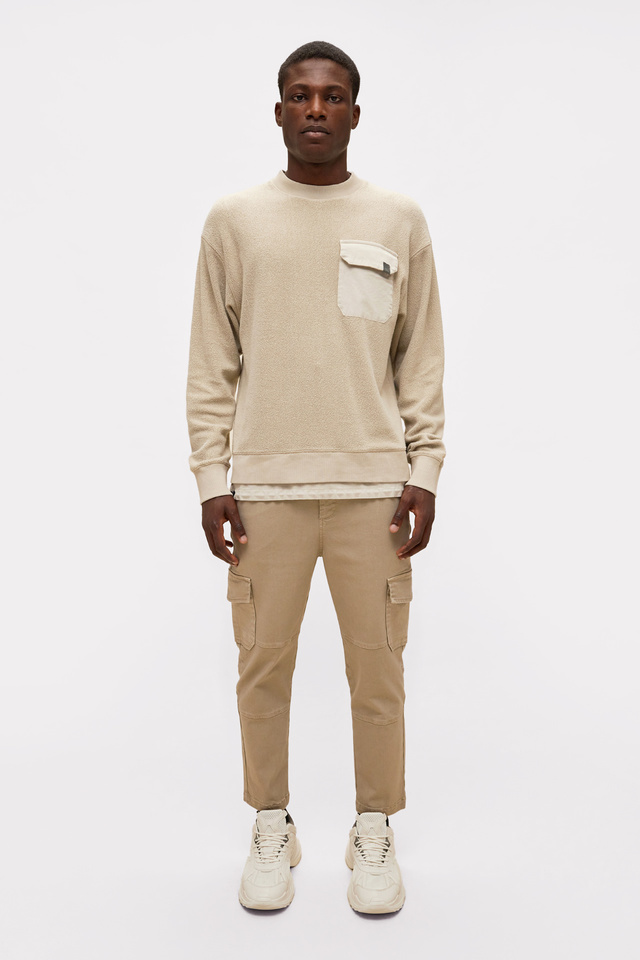 Teddy Mixed Fabric Sweatshirt