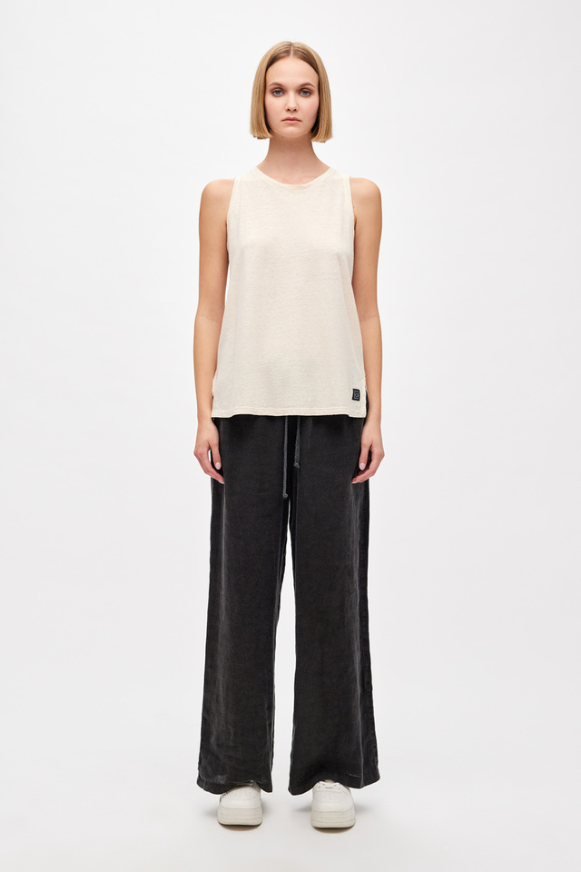 100% Linen Trousers in Loose Line